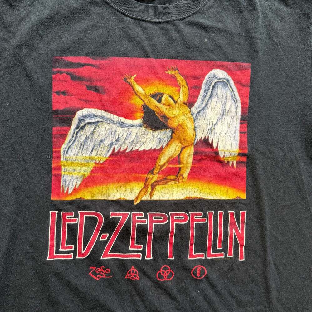 Vintage 2004 Led Zeppelin Swan Song Icarus Logo Rock Band T-Shirt - Picture 3 of 6